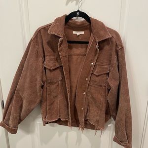 Oversized distressed corduroy jacket